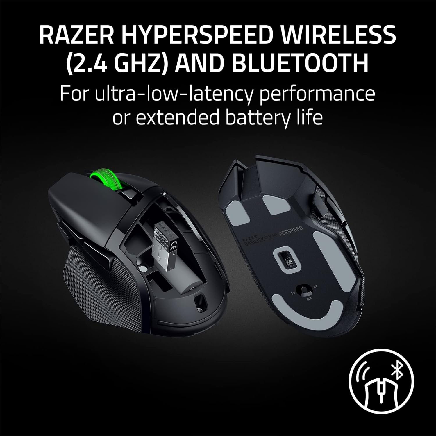 Razer Basilisk V3 X HyperSpeed Customizable Wireless Gaming Mouse: Mechanical Switches Gen-2-5G Advanced 18K Optical Sensor - Chroma RGB - 9 Programmable Controls - 285 Hr Battery - Classic Black