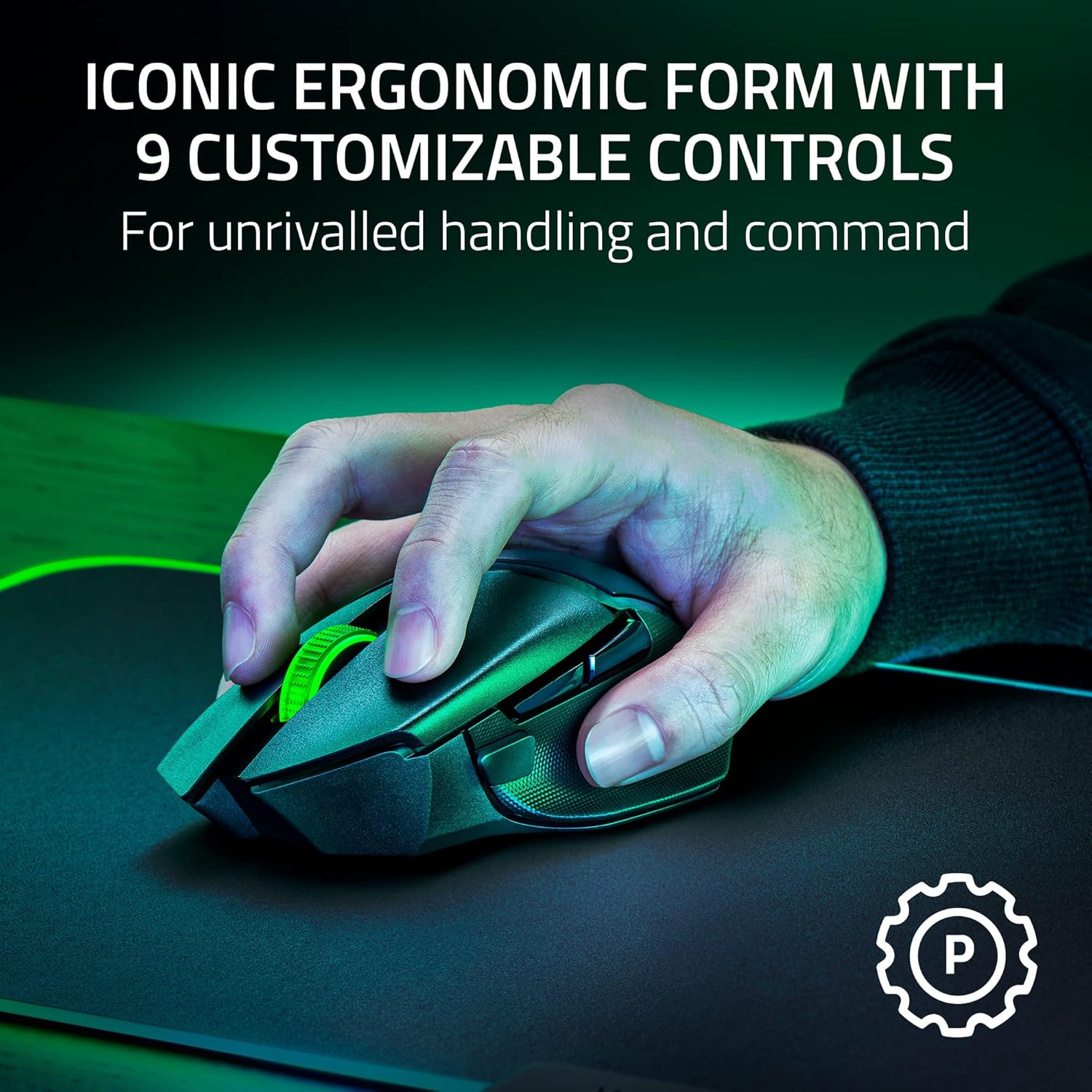 Razer Basilisk V3 X HyperSpeed Customizable Wireless Gaming Mouse: Mechanical Switches Gen-2-5G Advanced 18K Optical Sensor - Chroma RGB - 9 Programmable Controls - 285 Hr Battery - Classic Black